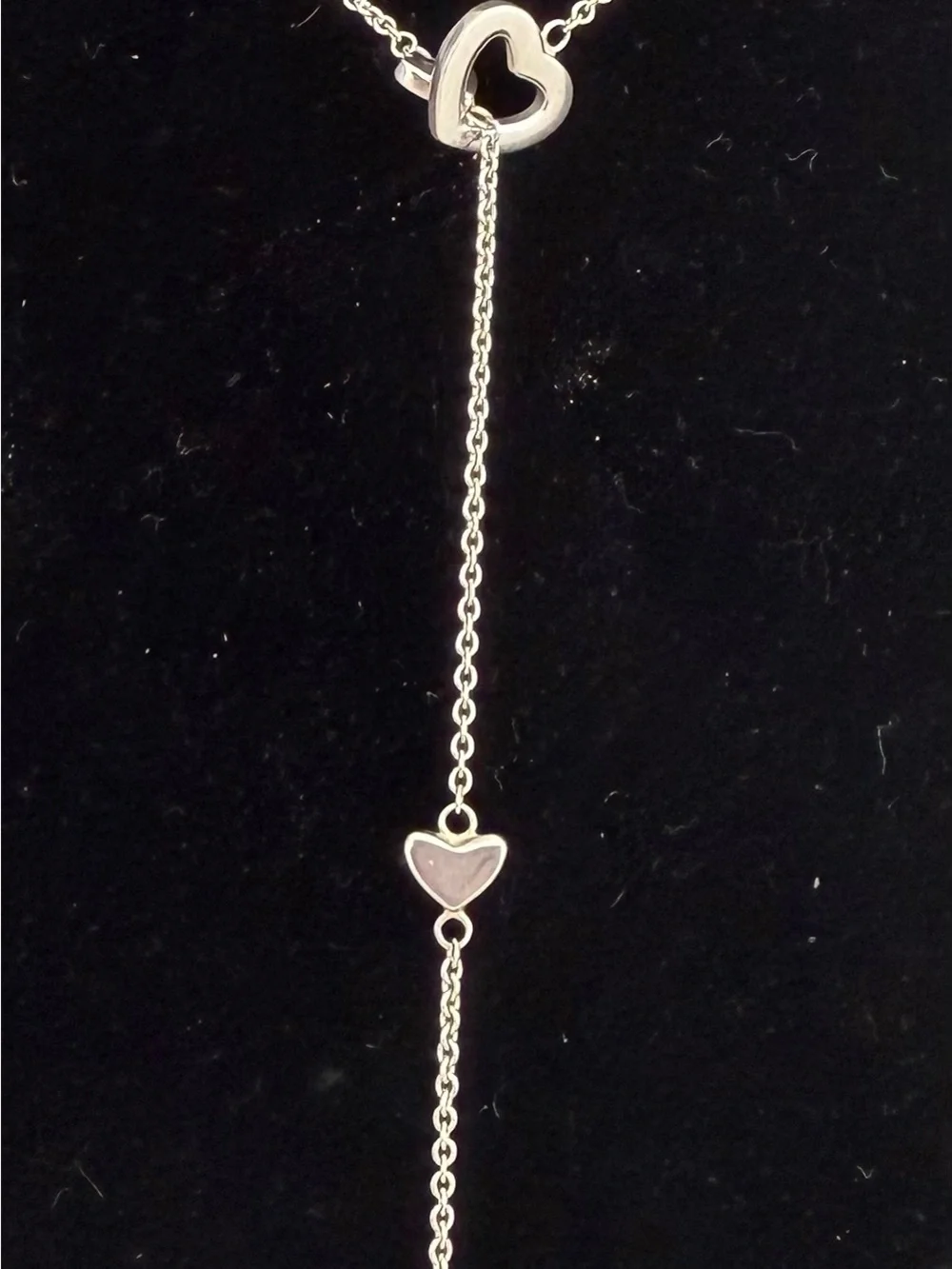 Tiffany & Co. Silver Heart Lariat Necklace with Drop